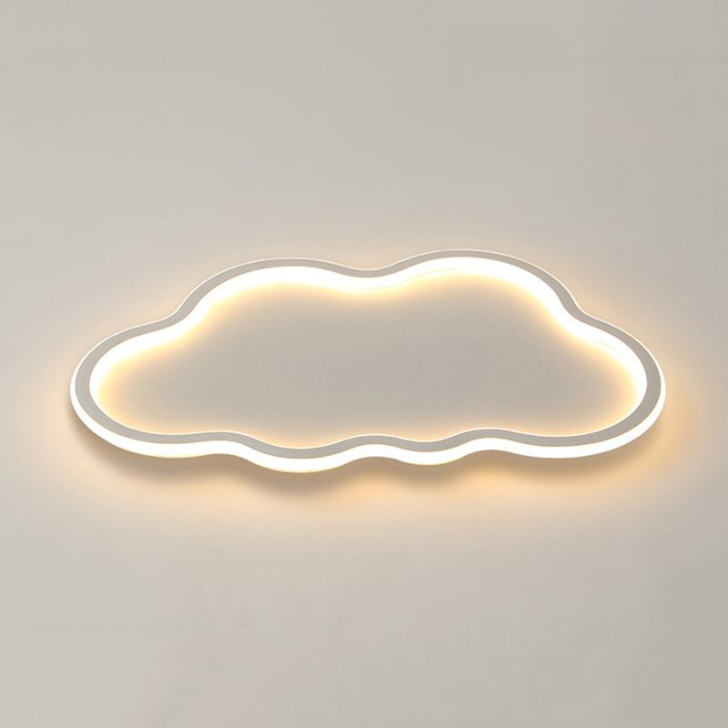 Contemporary White Single Flush Mount Lighting LED Unique Ceiling Light