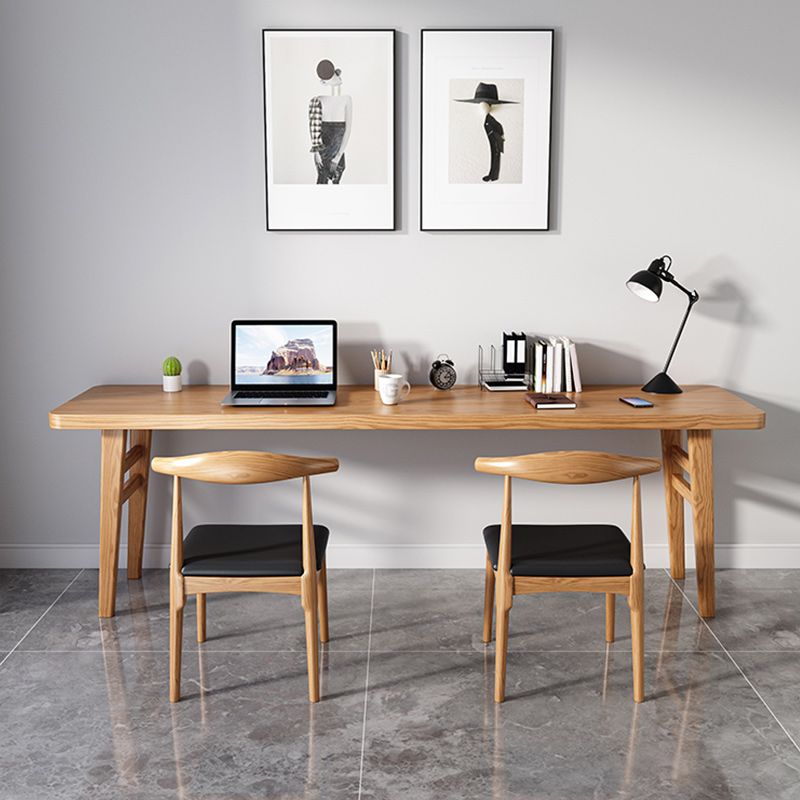 Modern Rectangular Writing Desk Solid Wood H-Shape Office Desk