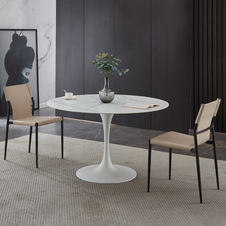 Minimalist Sintered Stone Dining Table Round Shape Kitchen Dining Table with Tulip Base