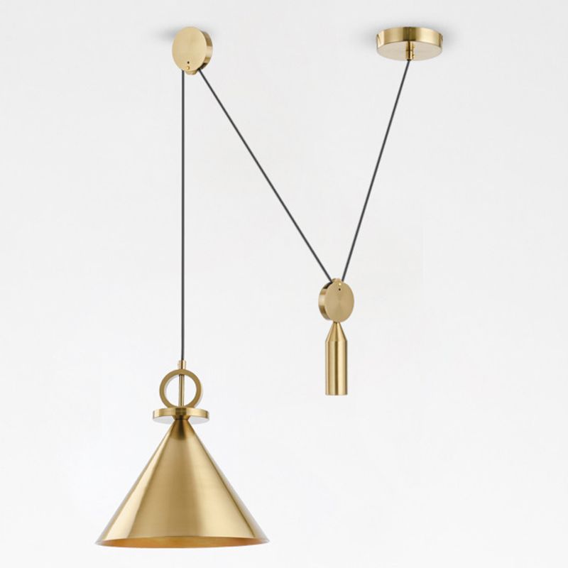Messing Conical Suspension Lampe postmoderner 1-Licht-Metallanhänger mit Riemenscheibe zum Abendessen