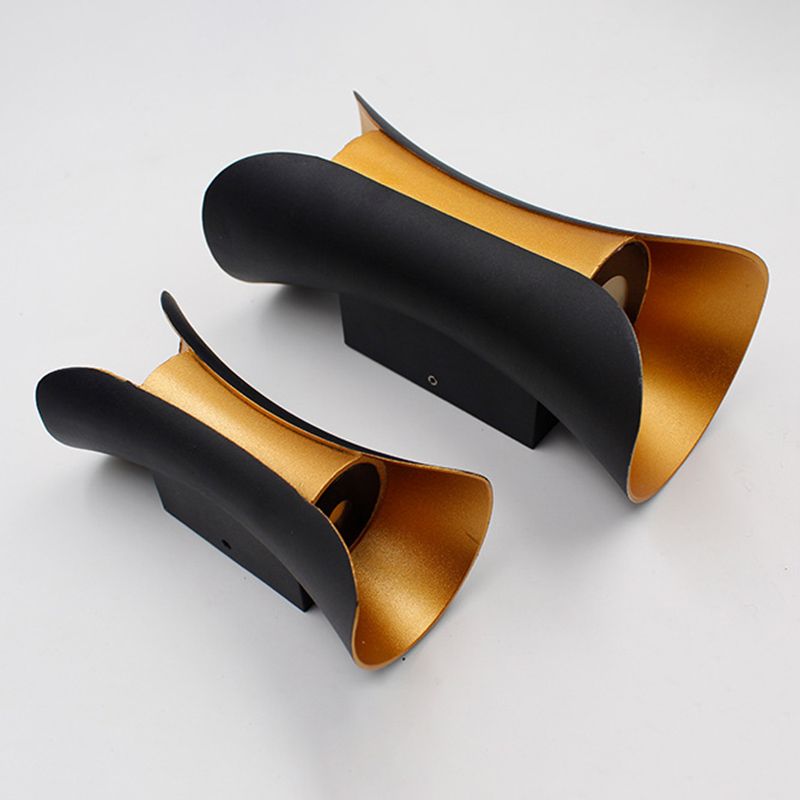 Curved Wall Light Lamp Sconce Modern Style Aluminum 2-Lights Black and Gold Wall Sconces