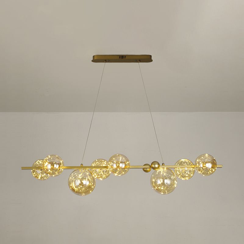 Sphere Island Lighttures Modern Glass Island Chandelier en Gold Finish