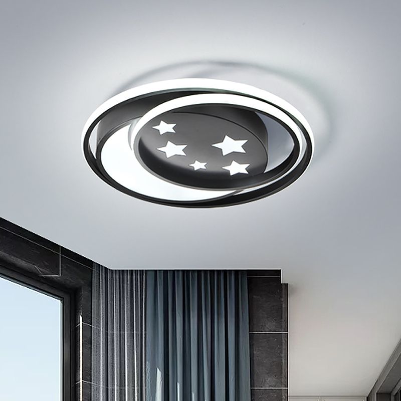 Noir finition ronde encastré luminaire nordique LED acrylique encastré luminaire, chambre à coucher motif étoile