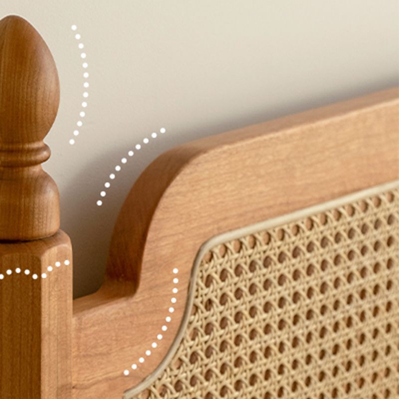 Contemporary Standard Bed Cherry Solid Color Bed Frame With Custom Gold Legs