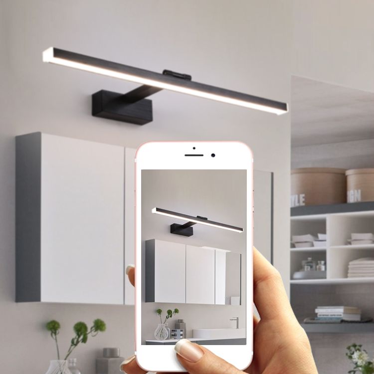 Moderner Stil linearer Wandleuchten Beleuchtung Metall LED Badezimmer Wandleuchte in Schwarz