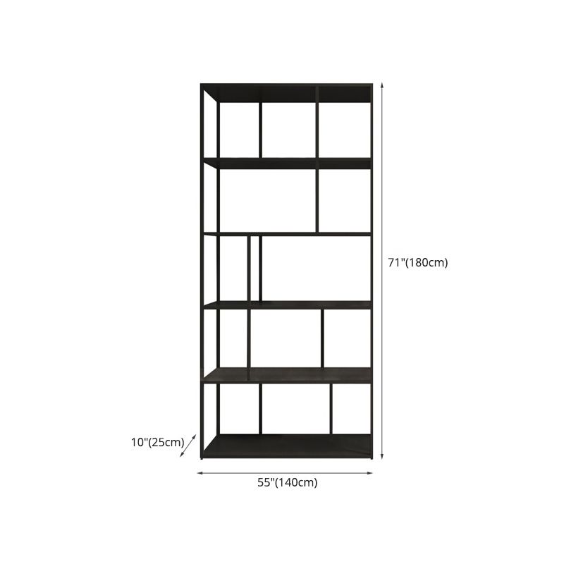 Industrial Style Metal Etagere Bookcase with Rectangular Shelves Bookcase