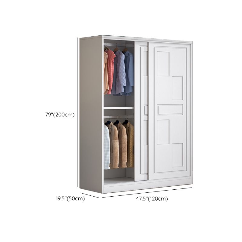 Modern Freestanding Wardrobe Armoire, 2-door Manufatured Armoire with Shelves in White