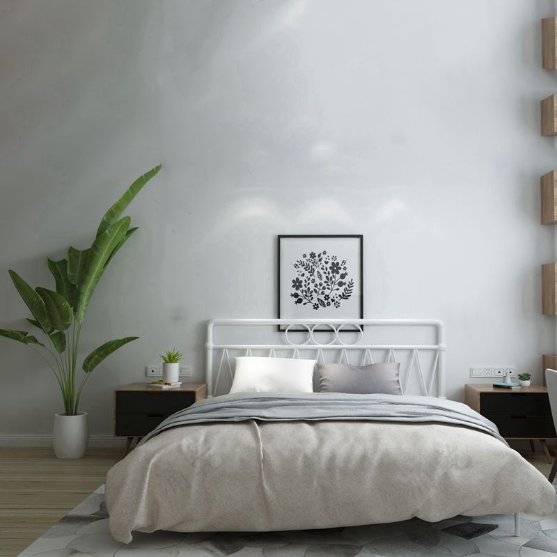 43.3" Tall Bed with Headboard Low Profile Bed with Metal Legs