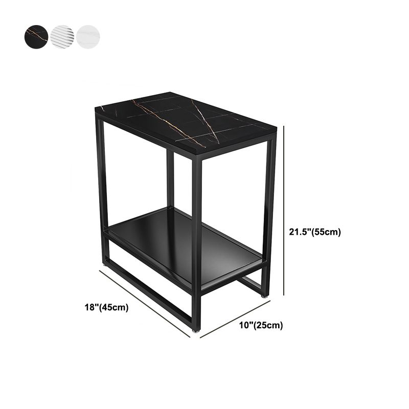 Metal Nightstand Contemporary Glass Top Night Table with Shelves