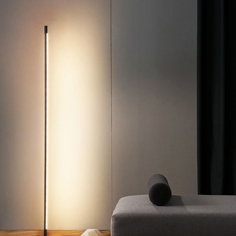 Slim Rod Shaped Standing Lamp Simplicity Metal Living Room LED Floor Light with Foot Switch