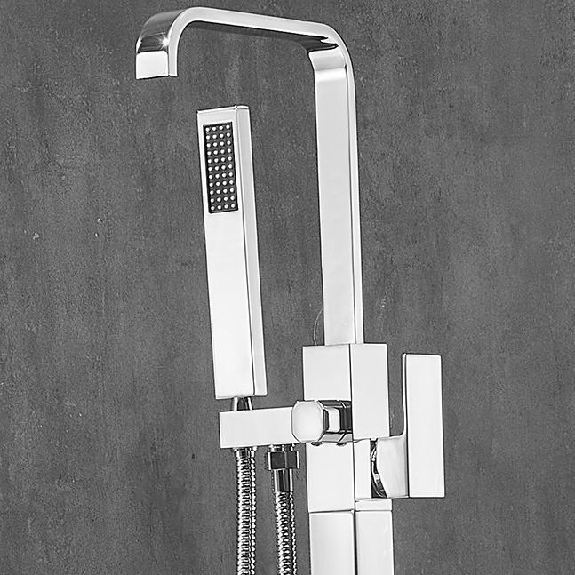 Floor Mounted Metal Freestanding Tub Filler Swivel High Arc Freestanding Faucet