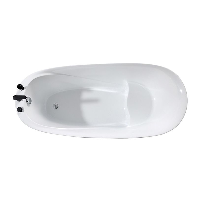 Oval Slipper Soaking Bathtub Modern Acrylic Freestanding Bathtub in White