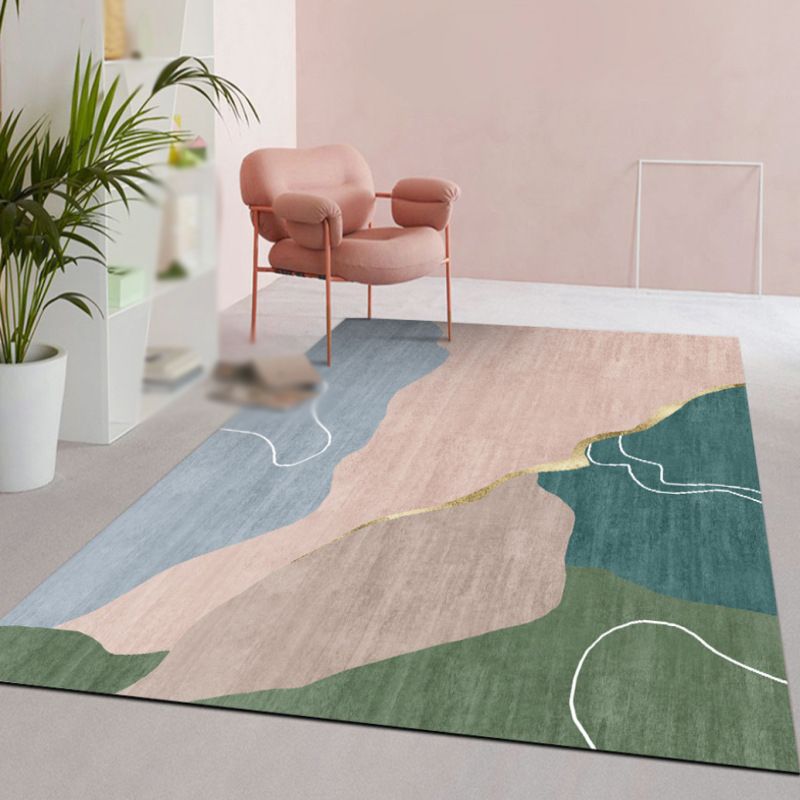 Nordic Simple Indoor Rug Pink Tone Carpet Polyester Stain Resistant Rug for Living Room