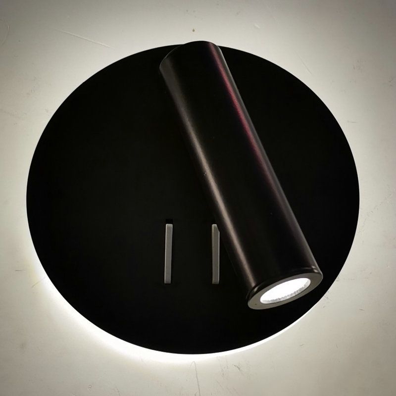 1 Light Round Wall Sconces Modern Style Metal Wall Mounted Reading Lights
