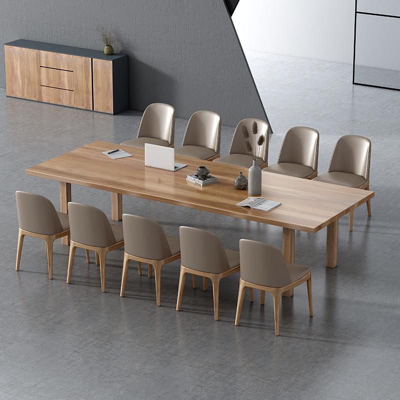 Modern Solid Wood Table for Restaurant Rectangle Brown Dining Table with 4 Legs