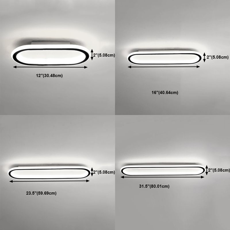 Metal Oval Shape Flush Ceiling Light Modern Style 1 Light Flush Mount Lighting in Black