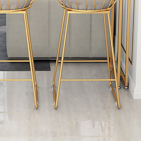 Round Bar Stools Metal Armless Dining Stools with Gold Metal Base