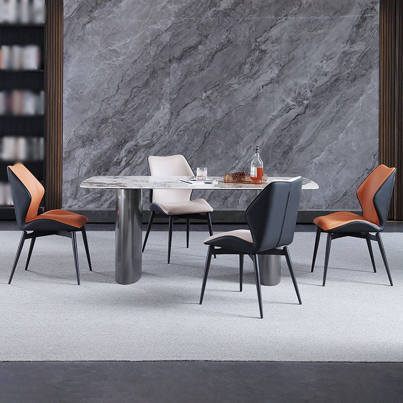 Chaise de restauration industrielle chaise Parsons Wingback avec des jambes en métal noir pour usage domestique