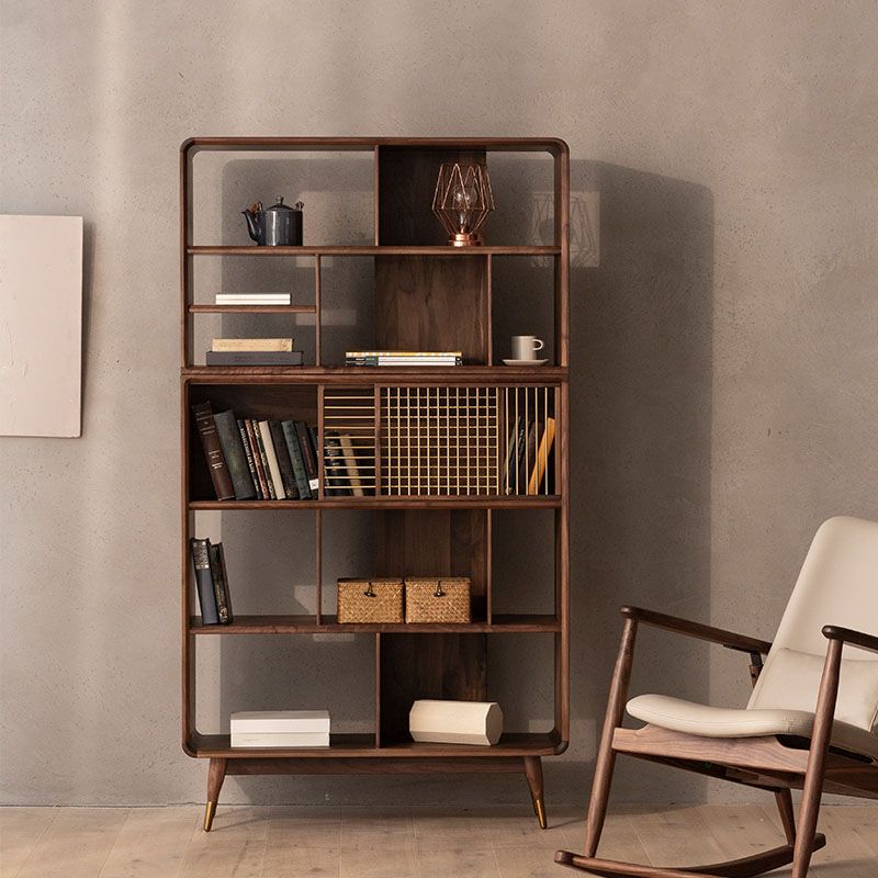 Contemporary Open Back Standard Bookcase Solid Wood Bookshelf with Shelves