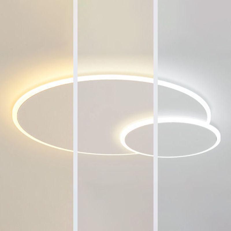 White LED Flush Mount Modern Metal Circle Ceiling Mounted Fixture for Bedroom