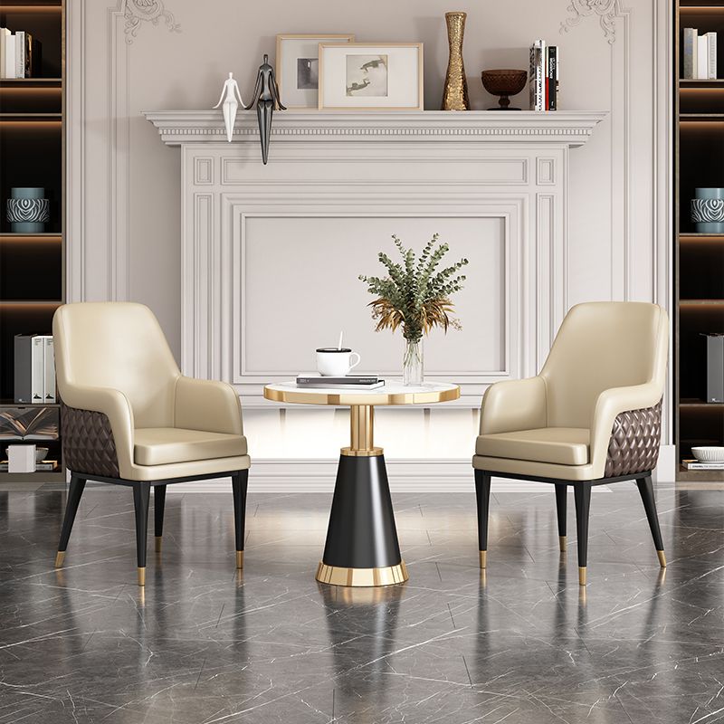 Luxury Style Metal Chair Solid Back Dining Kitchen Arm Chair for Dining Room