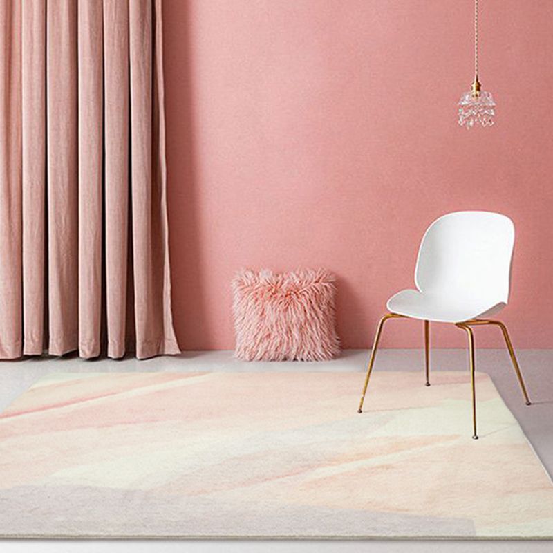 Light Pink Graphic Rug Polyester Modern Rug Washable Area Rug for Living Room