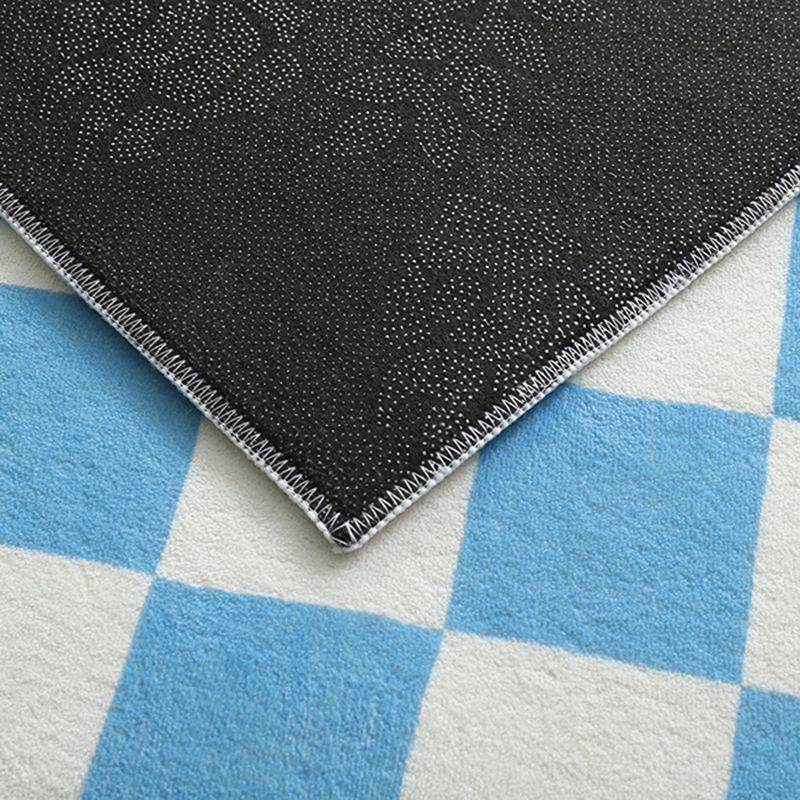 Checkerboard Living Room Rug Polyester Geometric Rug Non-Slip Backing Rug