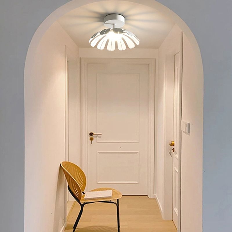 Metal and Acrylic Semi Flush in Black / White Flower Shape LED Ceiling Semi Flush