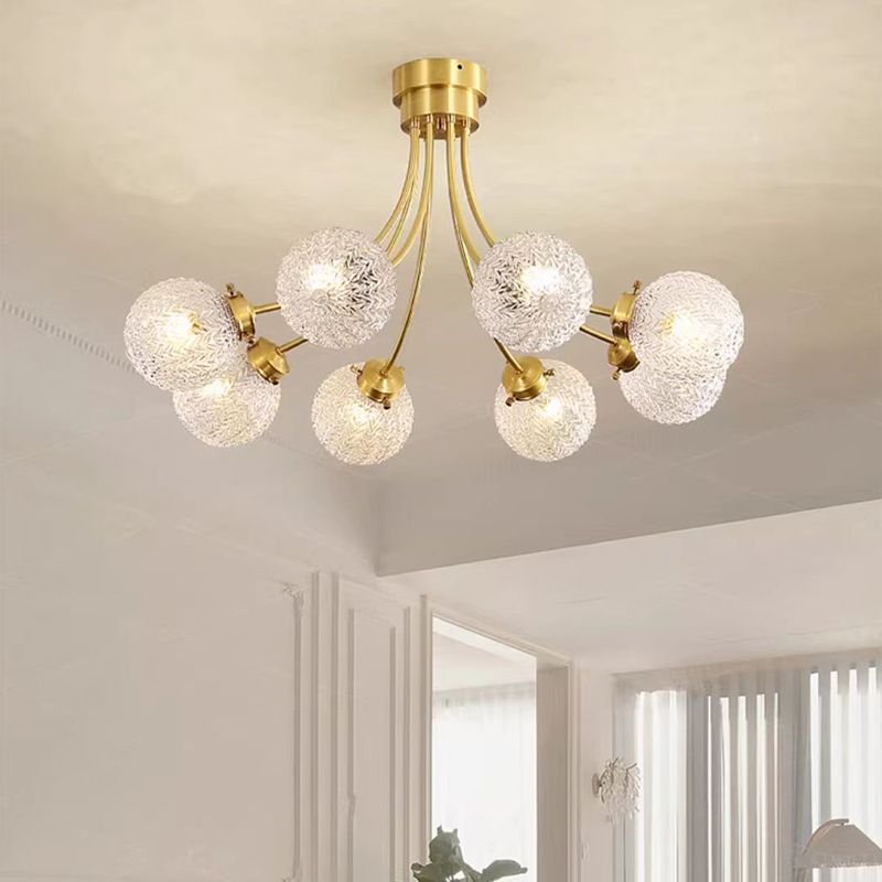 Glass Sputnik Semi Flush Mount Fixture Modern Flush Light Fixture in Gold