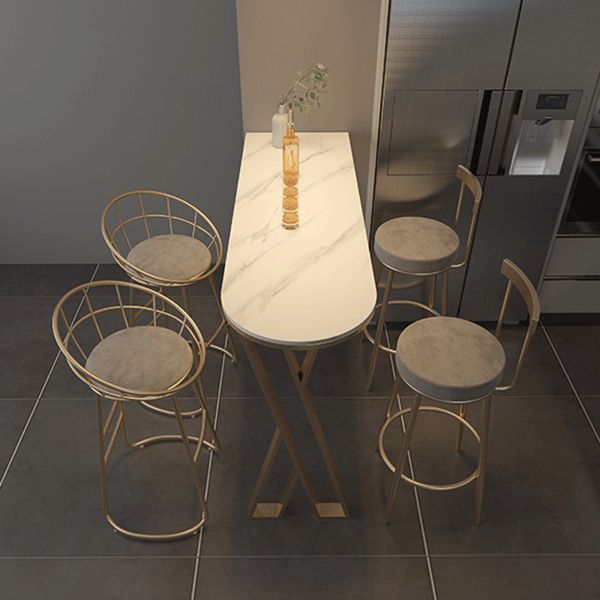 Stone Top Pub Table Traditional Luxury Bar Table with Double Pedestal