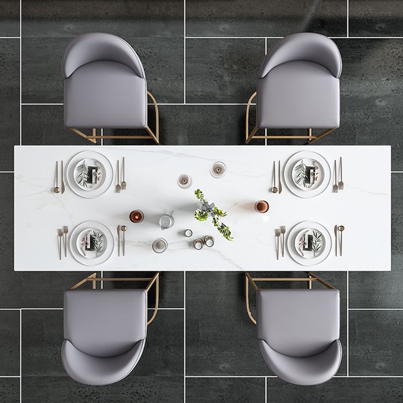 Contemporary Style Rectangle Pub Set 1/5 Pieces Faux Marble Pub Dining Set for Indoor