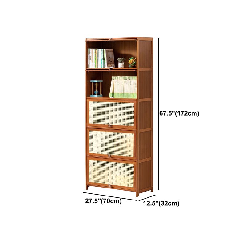 Brown Color Barrister Bookcase Contemporary Bamboo Bookcase for Home Office