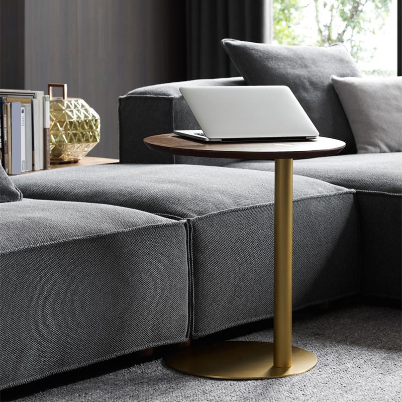 19" Wide Contemporary Corner Table Round Pedestal Side Table