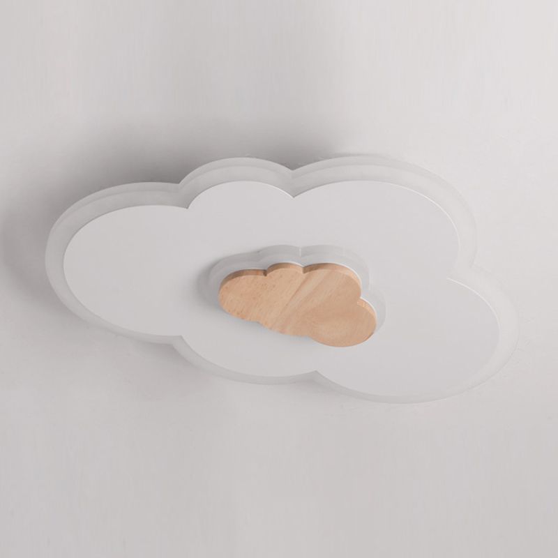 Metal Cloud Shape Flush Mount Light Kid Style 2-Lights Flush Mount Ceiling Light in White