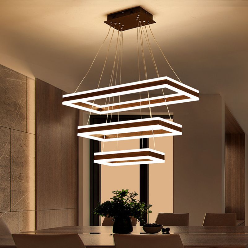Black Tiered Metal Squared Ceiling Pendant Contemporary Ceiling Lighting Fixtures