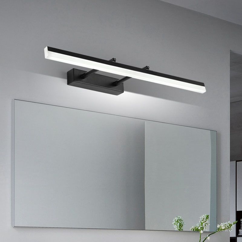Metal Linear Shape Wall Light Modern 1-Light Swing Arm Mirror Wall Mount Light Fixture