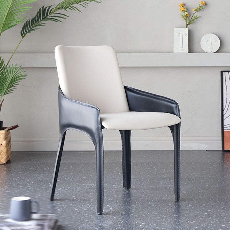 Modern Style Arm Chair Faux Leather Dining Chair for Dining Room