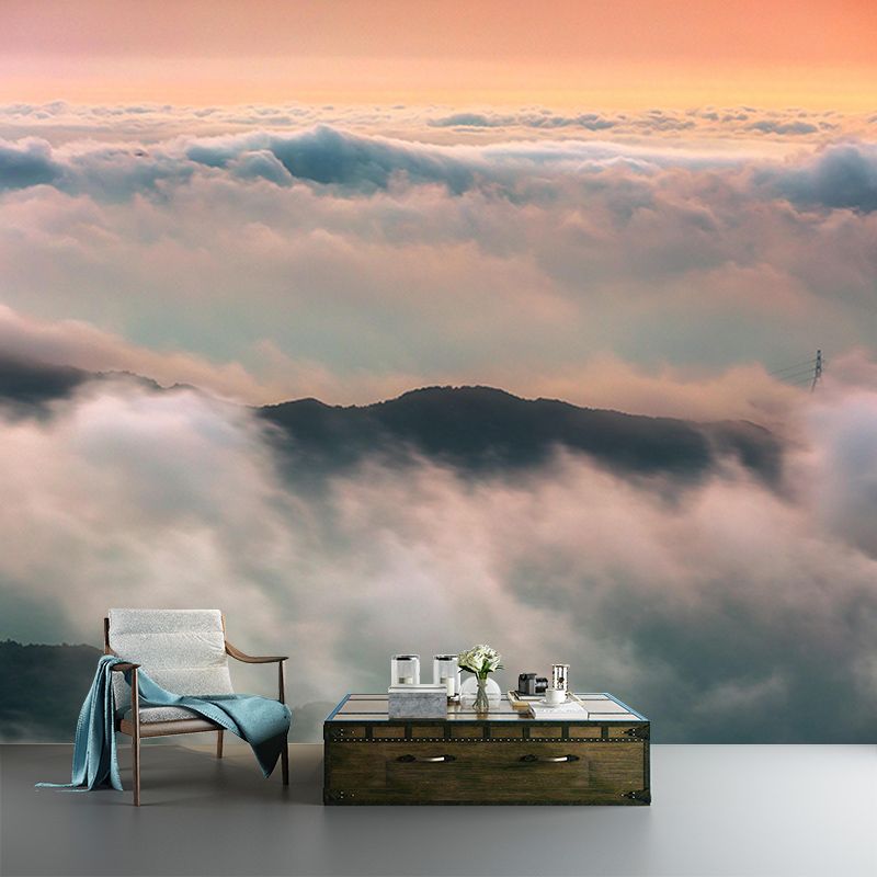 Cloud Landscapes Photography Mural Moisture Resistant Wall Covering for Living Room