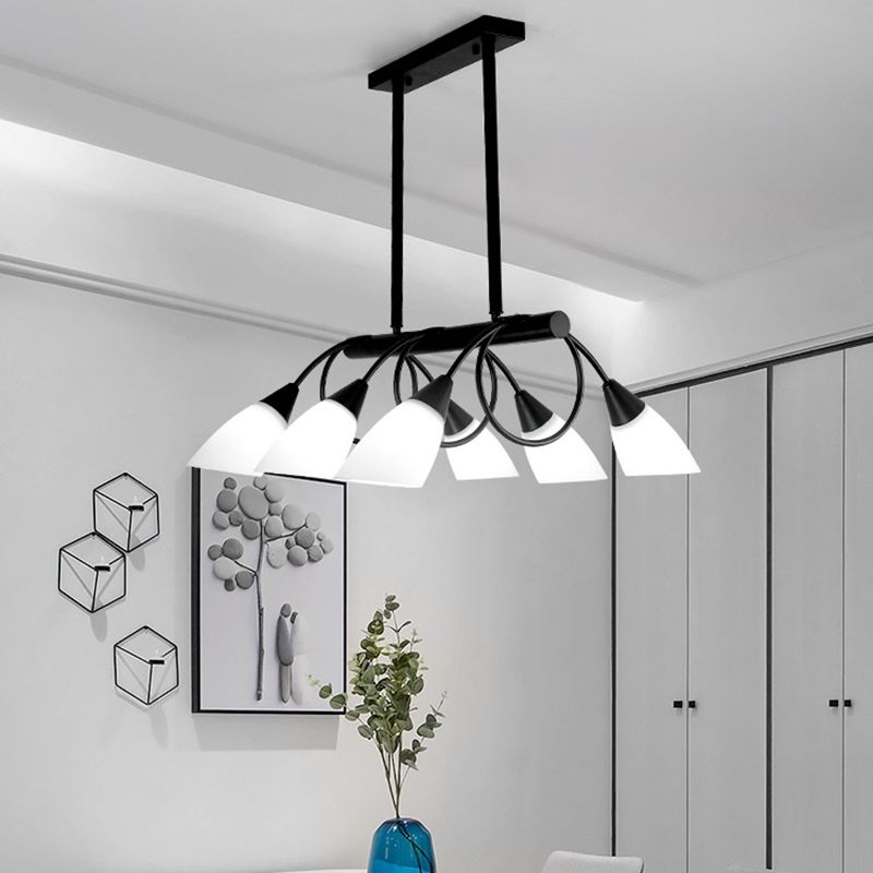 Glass Shaded Island Lighting Fixture Minimalist Style White Island Pendant Light