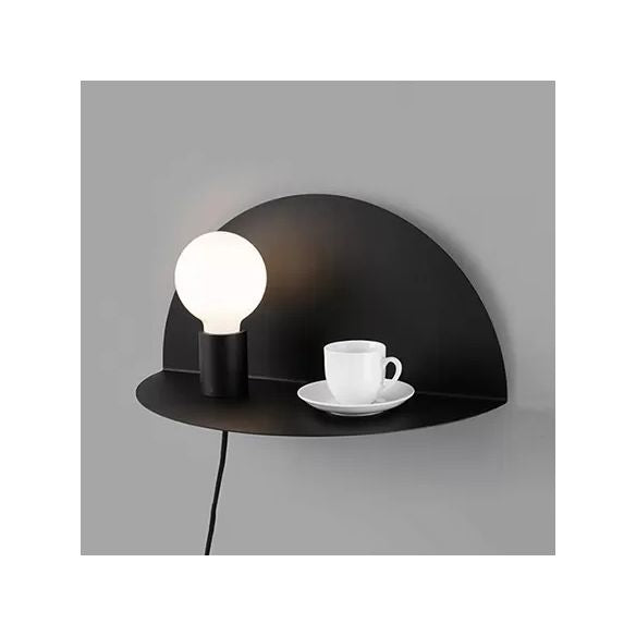 Open Bulb Kids Bedroom Wall Light with Half-Circle Metal 1 Light Nordic Style Sconce Light