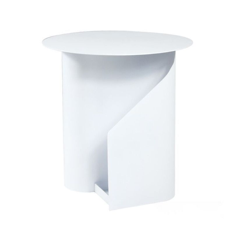 18.5" Tall Modern Mental Abstract Side Table Round Top End Table with Storage