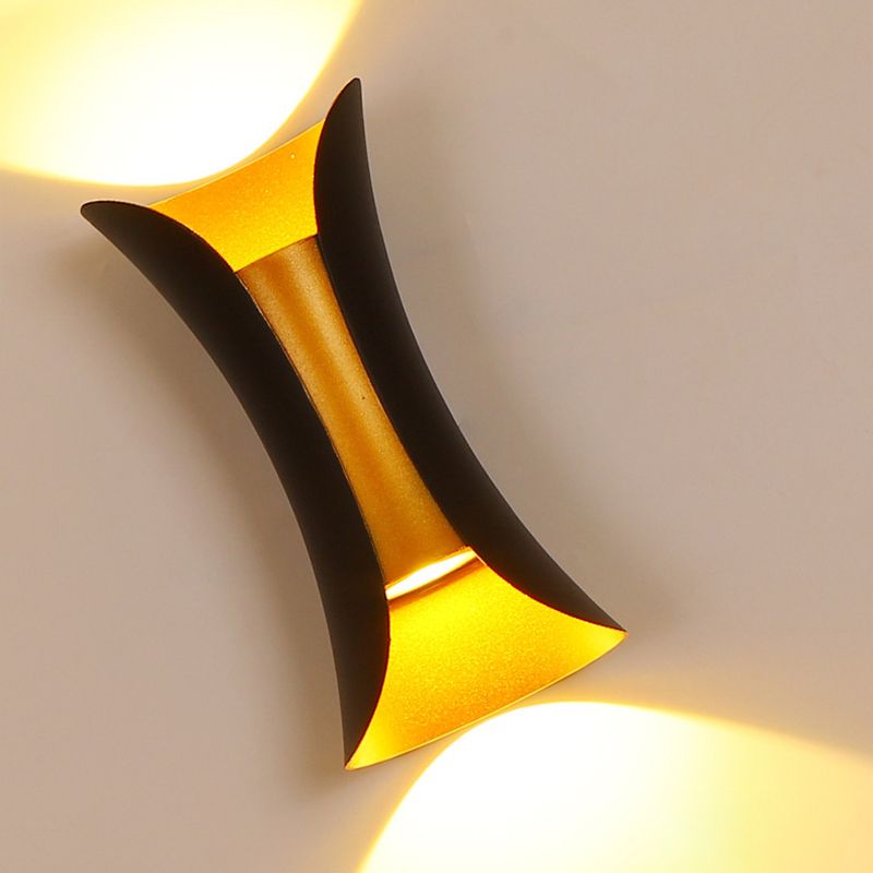 Modern Style Aluminum Wall Mounted Light Fixture 2-Lights Curved Sconce Lighting