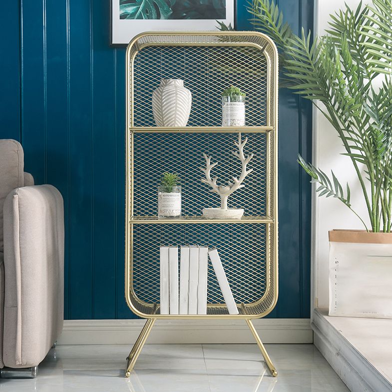 Closed Back Bookcase Glam Style Bookshelf for Office Home and Study Room