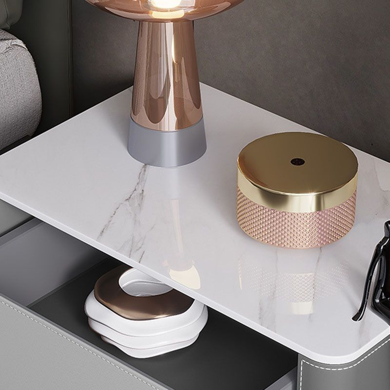 Contemporary Stone Chest Bedroom Vertical Storage Chest in Gray with Drawers