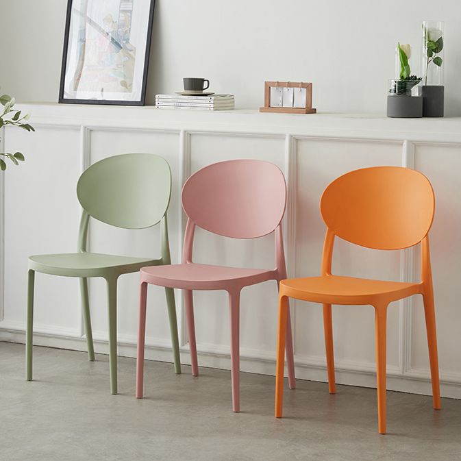 Plastic Open Back Side Chair Scandinavian Stackable Armless Dining Chairs