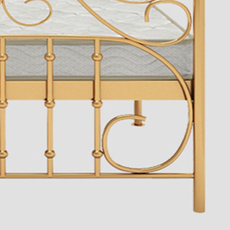 Glam Metal Bed Frame with Camelback Open-Frame Headboard and Footboard