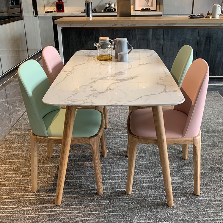 Contemporary Rectangle Dining Table White Sintered Stone Dining Table with 4 Legs