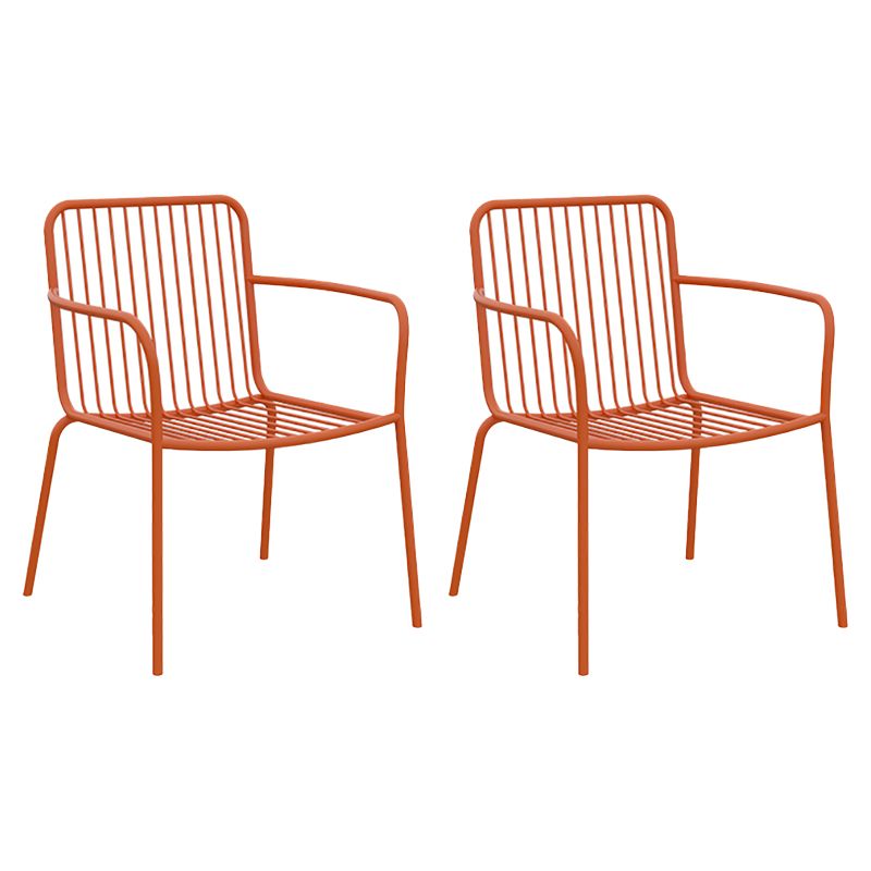 Modern Outdoor Bistro Chairs Metal With Arm Iron Patio Dining Armchair