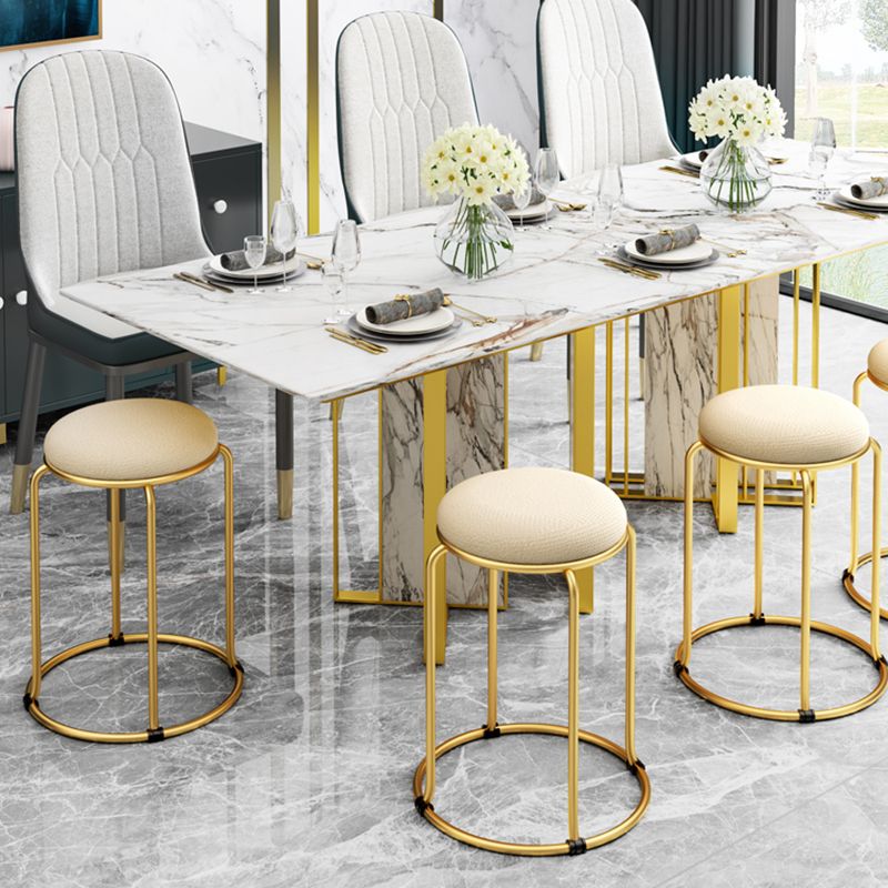 Glam Standard Ottoman Fade Resistant Velvet Mental Leg Solid Color Round Ottoman