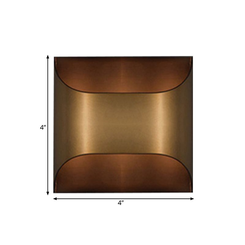 Colonial Square/Rectangle Wall Lamp 1 Head Metal Flush Mount Wall Sconce in Brass for Bedroom